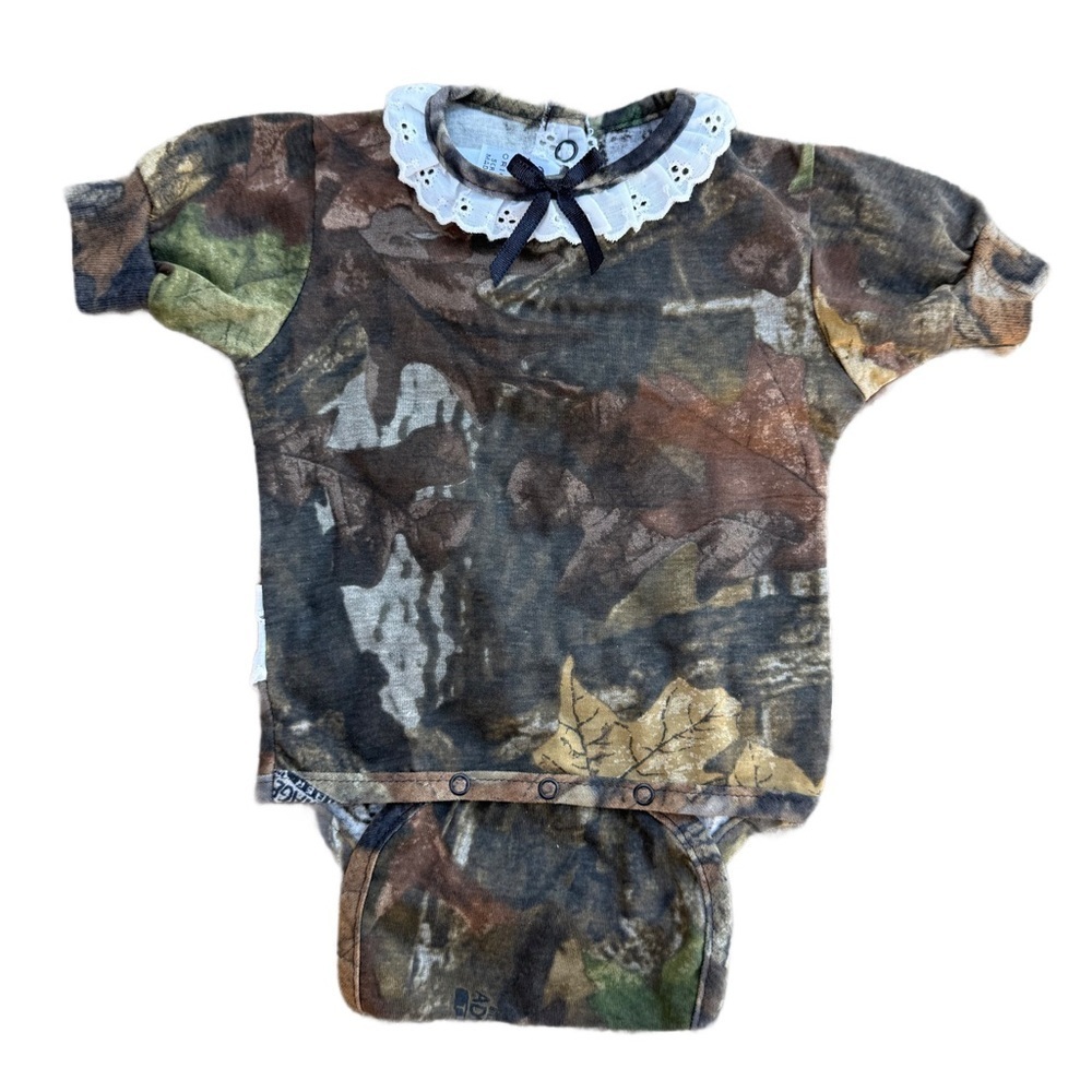Camo Baby Onesie Lace Collar NWT